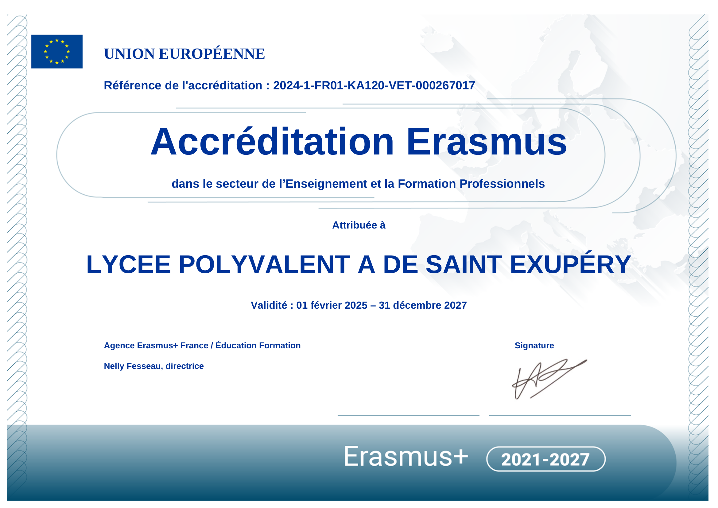 accreditation certificat erasmus +